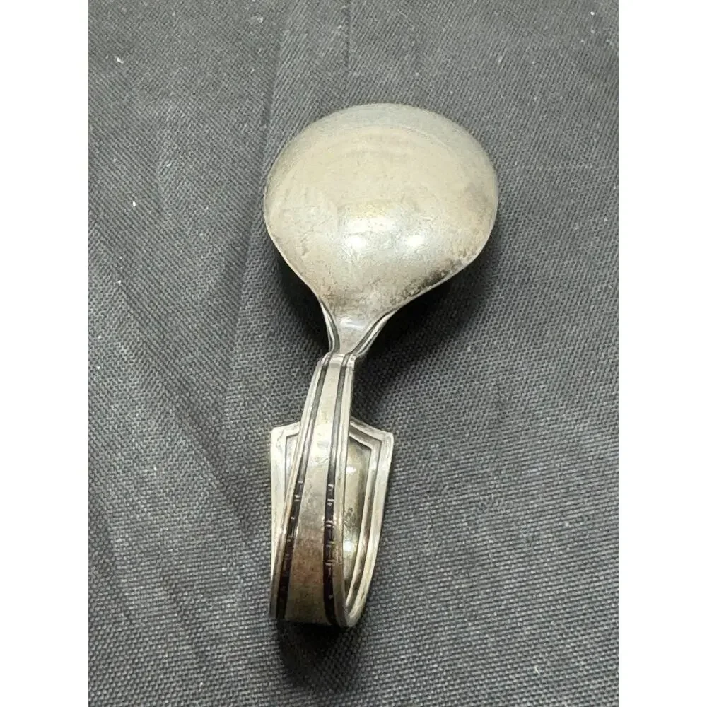 Vintage SSMC Sterling Silver Baby Spoon Bent Handle Monogram R Small 3.5